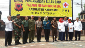 PMI Karawang Gelar Pencanangan Bulan Dana di Mapolres Karawang