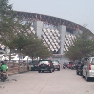 Suporter Dukung Timnas U23 Indonesia Versus (UEA) dalam Asian Games 2018 Laga 16 Besar