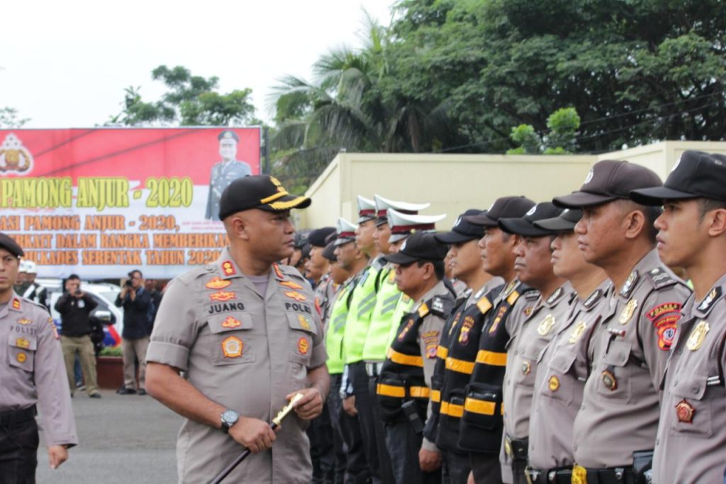 Polres Cianjur Gelar Apel Pasukan Jelang Pilkades Serentak 2020