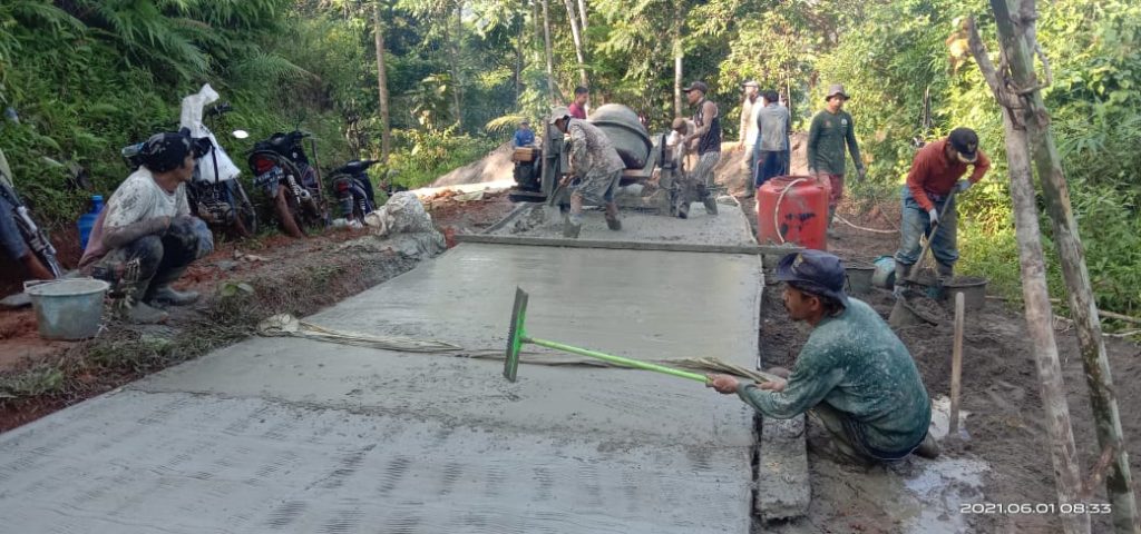Pemdes Sukamulya Kebut  Pengecoran Jalan Desa