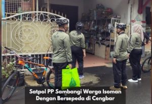 Satpol PP Cengkarang Sambangi Warga Isoman Dengan Bersepeda