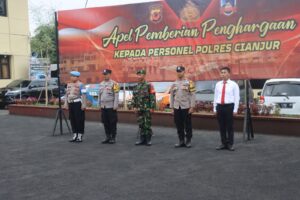 Polres Cianjur Gelar Apel Pemberian Penghargaan Kepada Personel Berprestasi