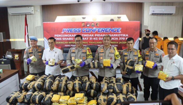 Polda Aceh Berhasil Ungkap Peredaran 31 Kg Sabu Jaringan Internasional