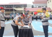 Upacara Serah Terima Kasat Lantas, Kasat Reskrim, dan 4 Kapolsek dipimpin oleh Kapolres Lhokseumawe