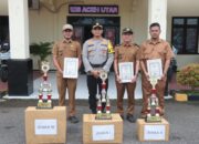 Kapolres Aceh Utara Berikan Penghargaan Kepada Tiga Juara Lomba Pos Satkamling Terbaik