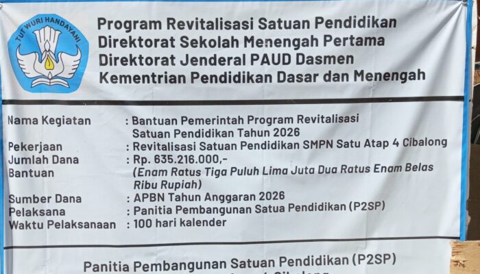 Diduga Tak Sesuai Spesifikasi, Proyek Rehabilitasi SMPN Satap 4 Cibalong Senilai Rp635 Juta Disorot, Kepala Sekolah Belum Beri Tanggapan