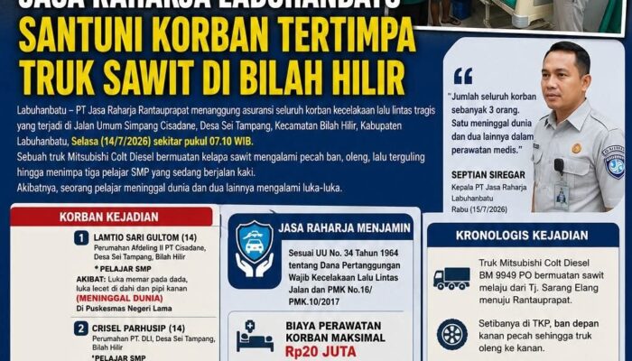 Jasa Raharja Labuhanbatu Santuni Korban Tertimpa Truk Sawit di Bilah Hilir