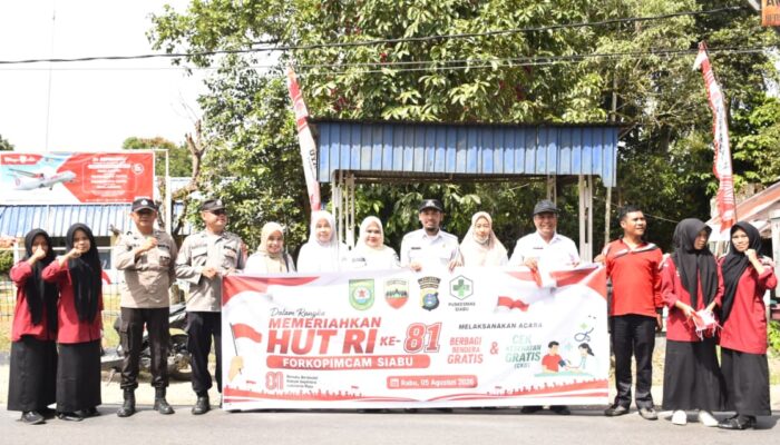 Puskesmas Siabu Bagikan 1.781 Bendera Merah Putih dan Layanan Cek Kesehatan Gratis Sambut HUT RI ke-81